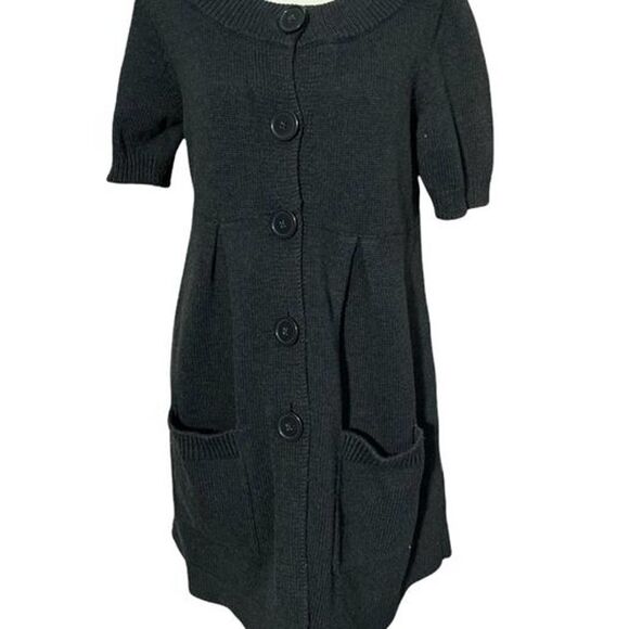 Ann Taylor Petites • Dark Gray Sweater Dress• Button Down • Sz LP - Picture 1 of 9